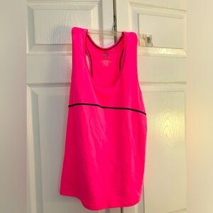 Yoshion Fitness Top, XL, hot pink w/blue piping